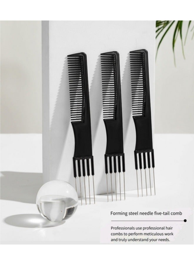 3 قطع من الإبر الفولاذية لصبغ مشط ذيل مدبب ومشط تصفيف الشعر ومشط خاص للشعر المستعار ومشط أسنان فولاذي - Image 3