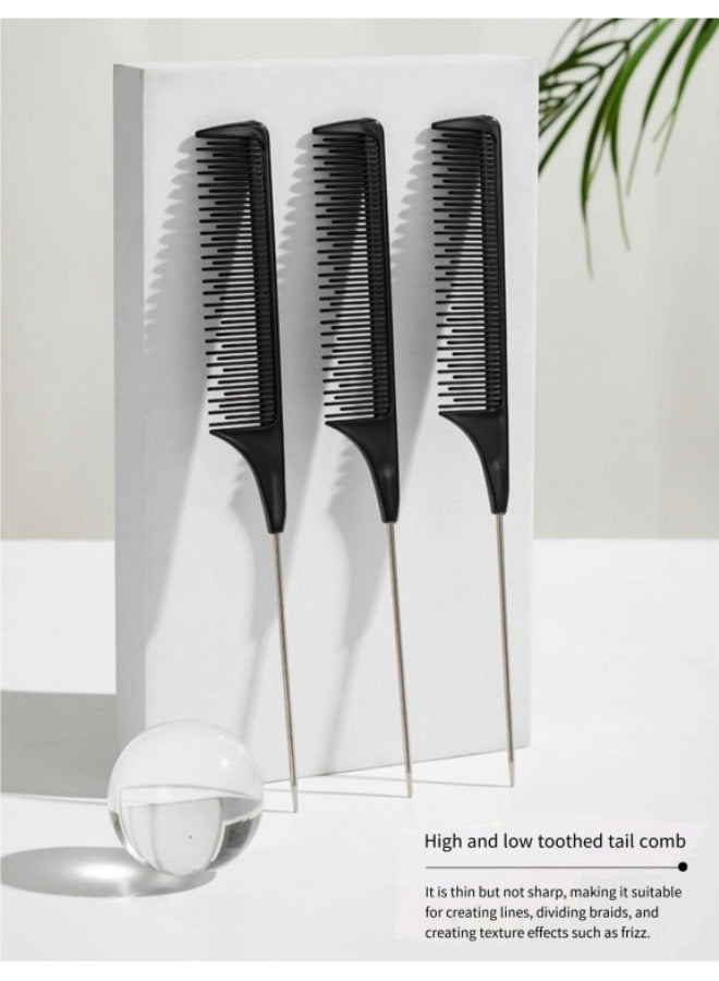 3 قطع من الإبر الفولاذية لصبغ مشط ذيل مدبب ومشط تصفيف الشعر ومشط خاص للشعر المستعار ومشط أسنان فولاذي - Image 5