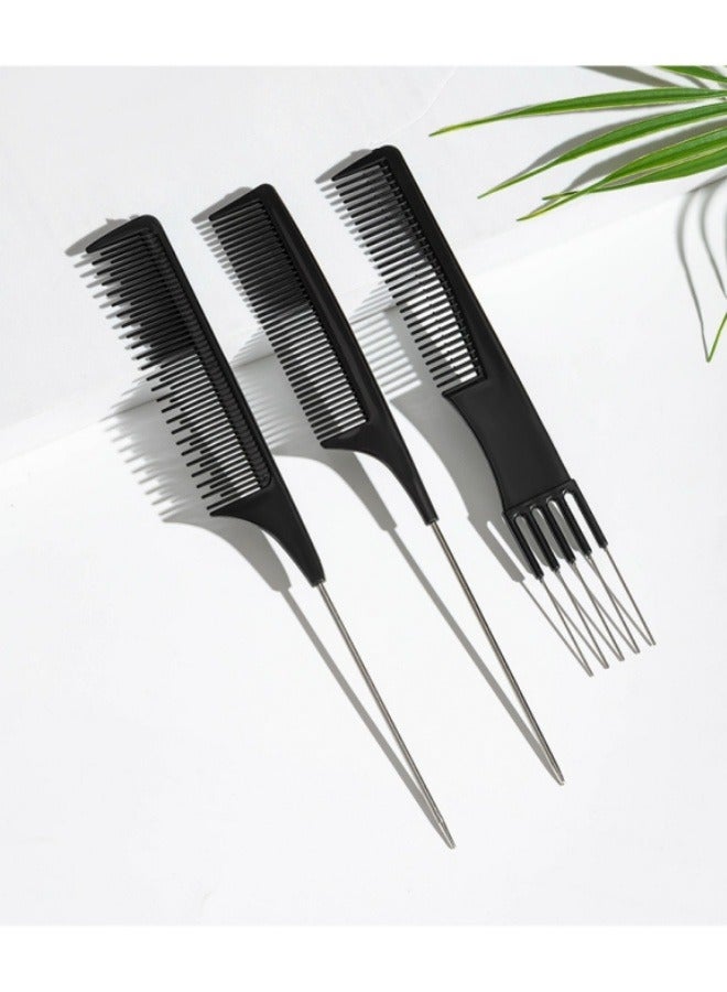 3 قطع من الإبر الفولاذية لصبغ مشط ذيل مدبب ومشط تصفيف الشعر ومشط خاص للشعر المستعار ومشط أسنان فولاذي - Image 1