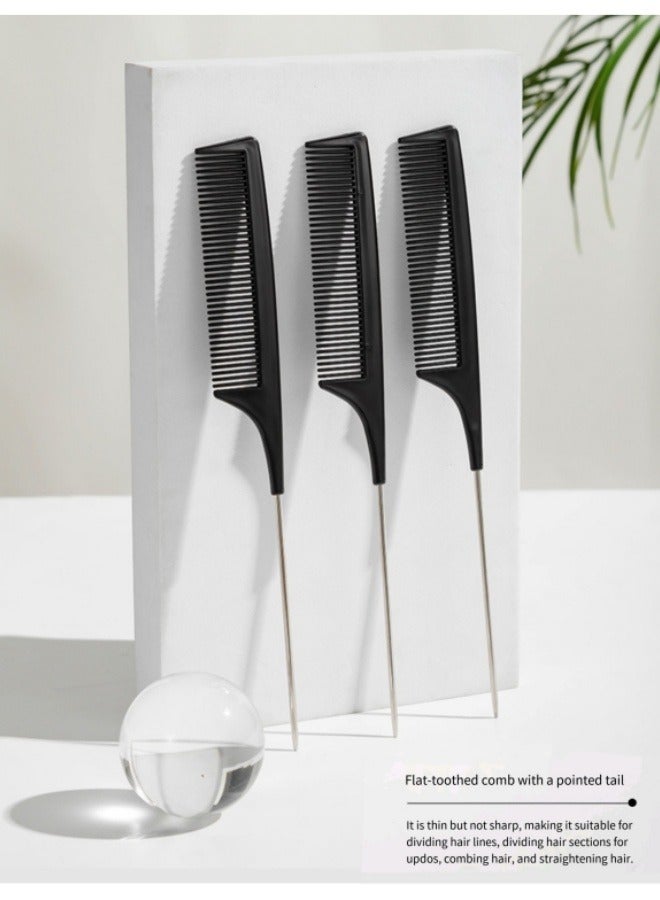3 قطع من الإبر الفولاذية لصبغ مشط ذيل مدبب ومشط تصفيف الشعر ومشط خاص للشعر المستعار ومشط أسنان فولاذي - Image 4