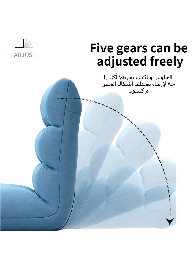 CKIKH Folding Adjustable Floor Chair with Backrest & Pillow, Breathable Lazy Sofa for Bed & Tatami, 5-Position Back Support for Reading, Gaming, Meditation (Adults & Kids) - Image 2