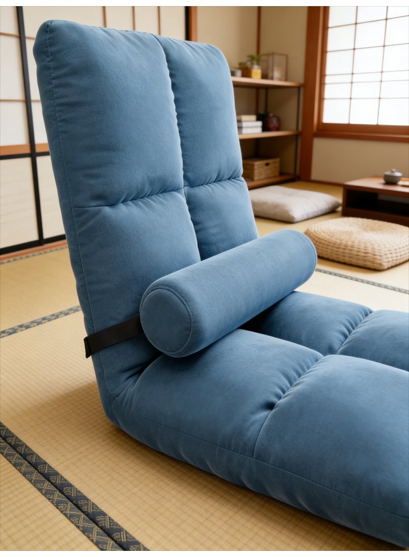 CKIKH Folding Adjustable Floor Chair with Backrest & Pillow, Breathable Lazy Sofa for Bed & Tatami, 5-Position Back Support for Reading, Gaming, Meditation (Adults & Kids) - Image 5