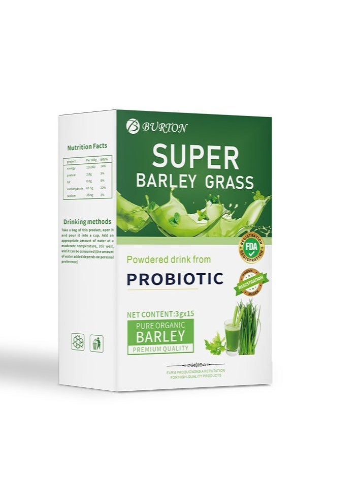 BURTON Super Barley  Grass , Pure Organic Barley Powder,Healthy Nutrition,Lightweight And Fat Reducing,Overtime And Staying Up Late, Irregular Life,Abdominal Distension And Discomfort 15bags  - Image 1