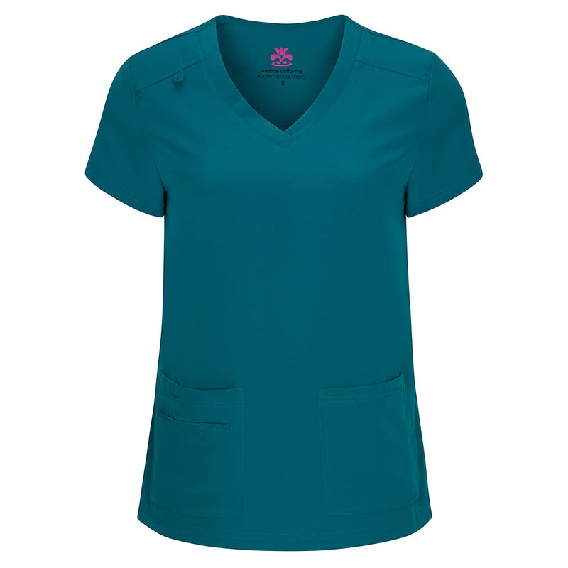 Natural Uniforms طقم قميص V-رقبة و بنطال كارجو للنساء من ناتشورال يونيفورمز (أخضر مائل إلى الزرقة، 3X-كبير)  - Image 2