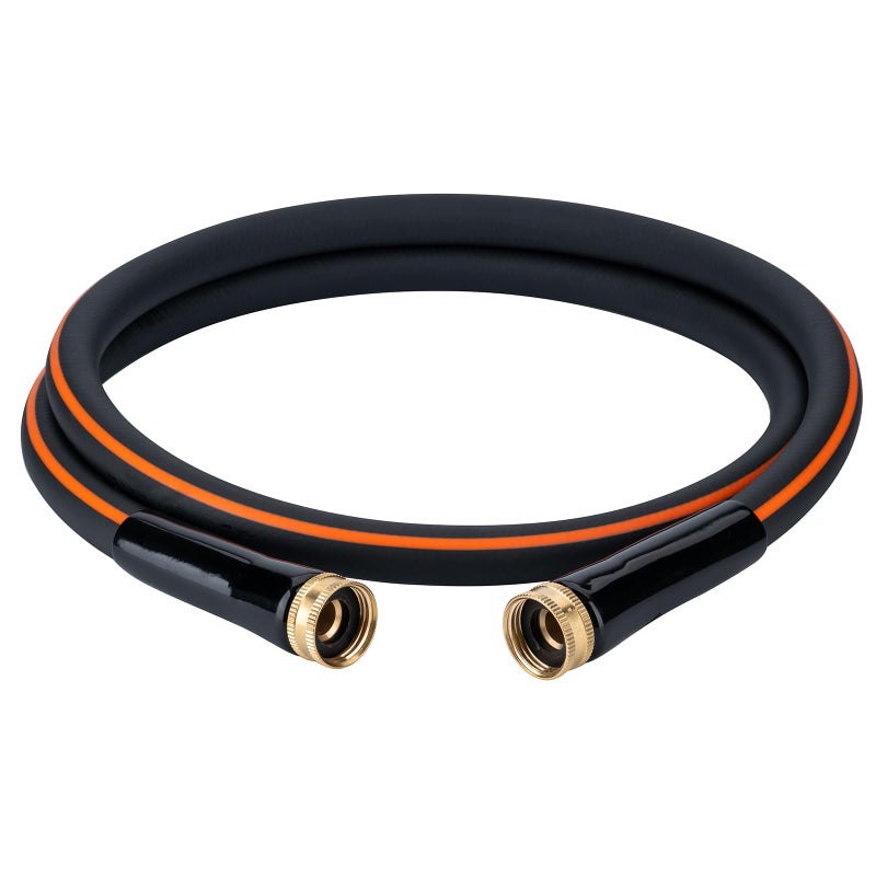 EASTRANS Female to Female Garden Hose 5 ft x 58 Heavy Duty Short Water Hose with 34 Solid Brass Connector Flexible Lightweight Black Orange - Image 2