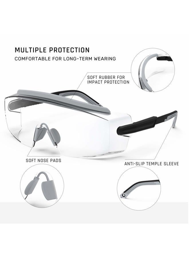 MEIGIX Anti Fog Safety Glasses, Goggles In Glasses Anti-Scratch Glasses With Adjustable Frame And Legs, Clear Glasses, Lab Glasses, Fashion Safety Glasses For Men And Women (Grey 1 Pair) - Image 5