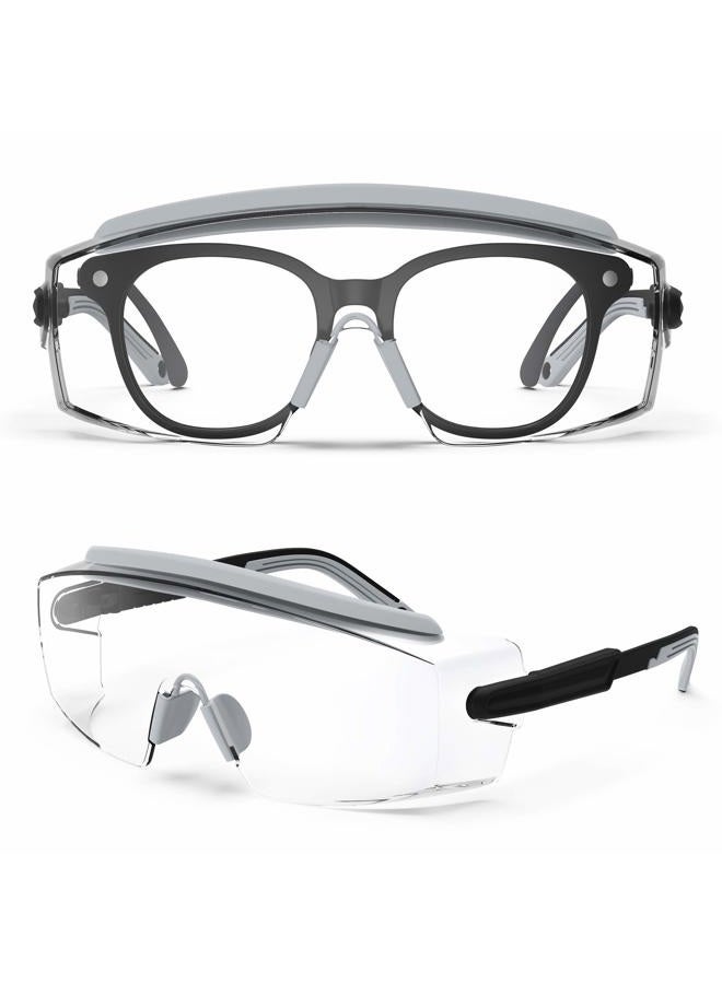 MEIGIX Anti Fog Safety Glasses, Goggles In Glasses Anti-Scratch Glasses With Adjustable Frame And Legs, Clear Glasses, Lab Glasses, Fashion Safety Glasses For Men And Women (Grey 1 Pair) - Image 1