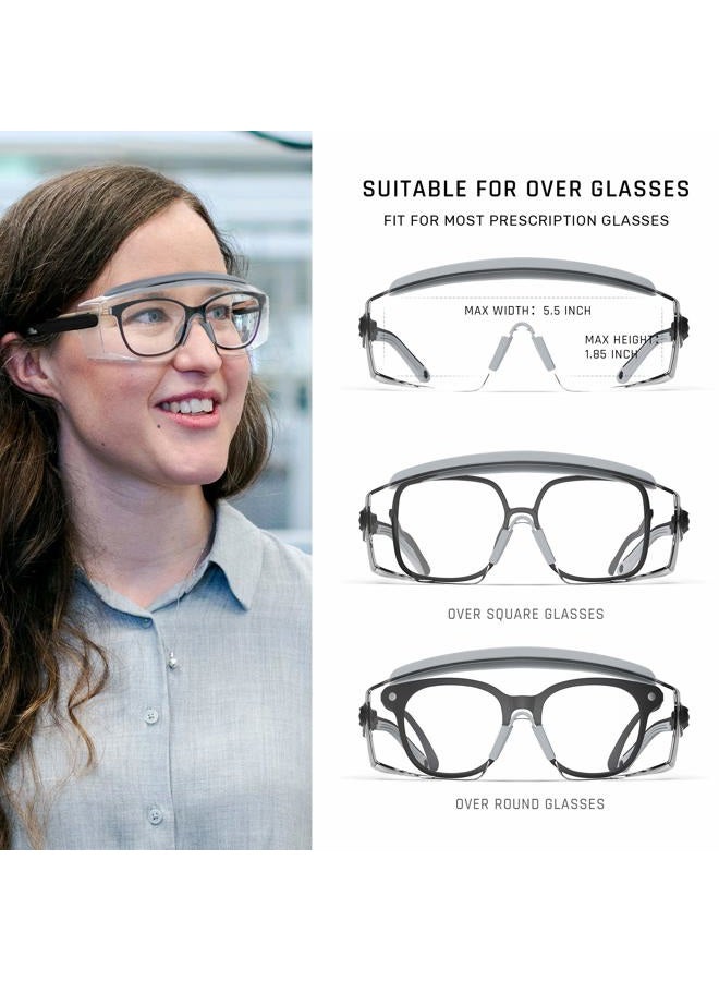 MEIGIX Anti Fog Safety Glasses, Goggles In Glasses Anti-Scratch Glasses With Adjustable Frame And Legs, Clear Glasses, Lab Glasses, Fashion Safety Glasses For Men And Women (Grey 1 Pair) - Image 2