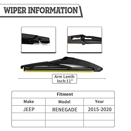 HODEE (Pack of 2) Rear Wiper Blade Set Replacement for Jeep Renegade 2015-2020, Back Windshield Window,Rear Wiper Accessories - Image 2