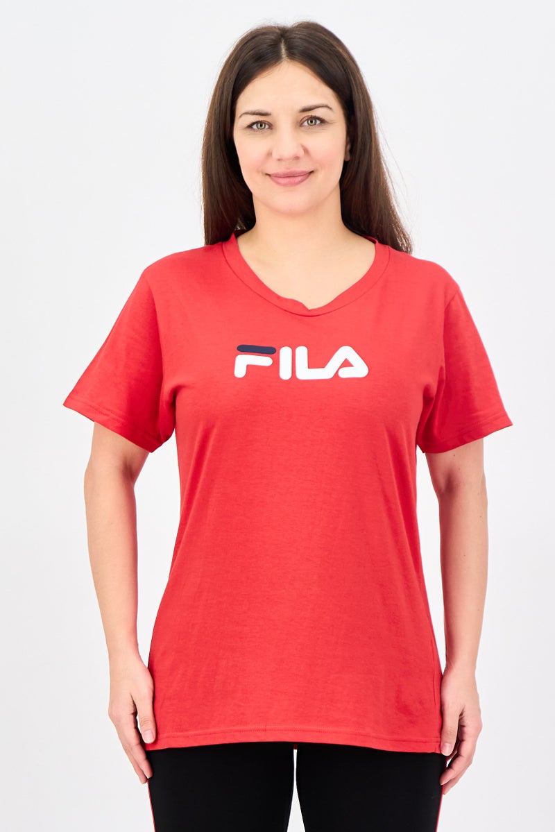 FILA Women Sportswear Fit Short Sleeve Training T-Shirt, Red - Image 1