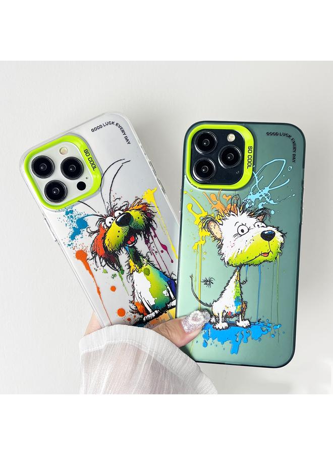 S-TOP Case For iPhone 12 Pro Double Layer Color Silver Series Animal Oil Painting Phone Case - Image 2