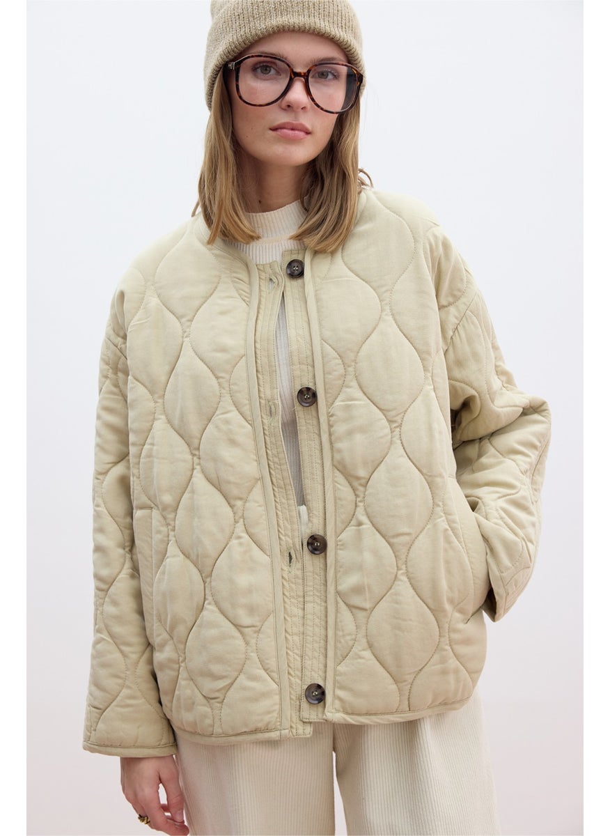 Buttoned Short Quilted Coat Sand - pzsku/ZB03D33601FE1B2D5D98EZ/45/_/1741265022/177f711a-fce0-484a-8d60-ada20408cbef