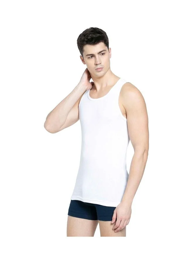 Jockey  8823 Men Super Combed Cotton Rib Round Neck Sleeveless Vest with Stay Fresh Properties Pack of 2 for Men | Best Price UAE