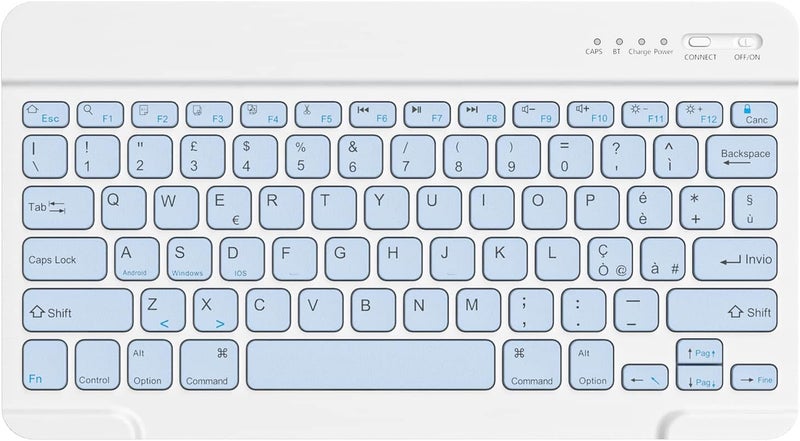 HZD Wireless Bluetooth Keyboard, Rechargeable Universal Ultra-Slim Wireless Keyboard for Tablets, Samsung/iOS/Android/Windows/Phones, Italian QWERTY Layout - Image 1