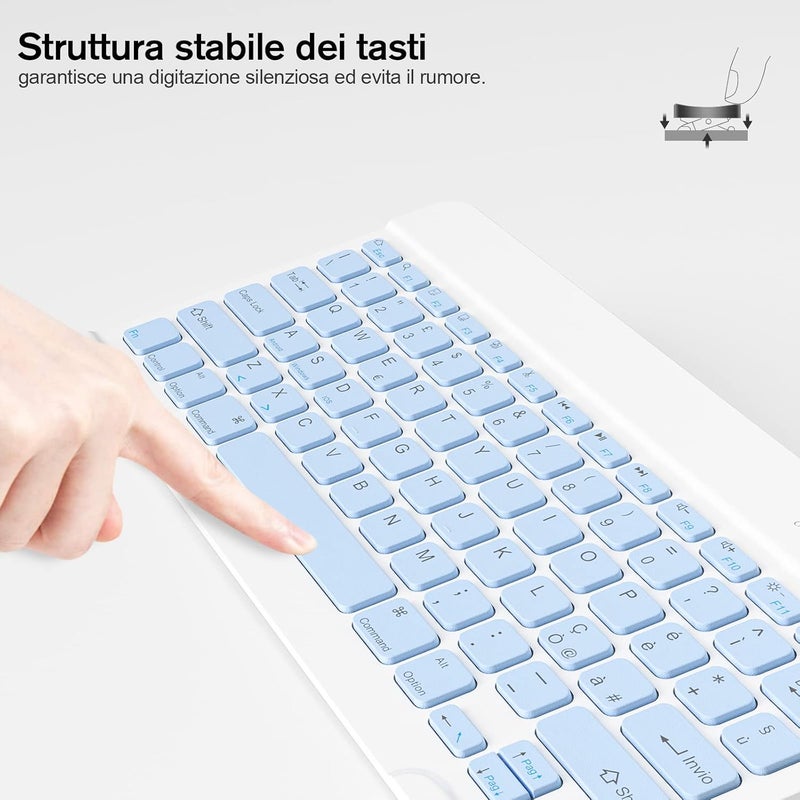 HZD Wireless Bluetooth Keyboard, Rechargeable Universal Ultra-Slim Wireless Keyboard for Tablets, Samsung/iOS/Android/Windows/Phones, Italian QWERTY Layout - Image 5