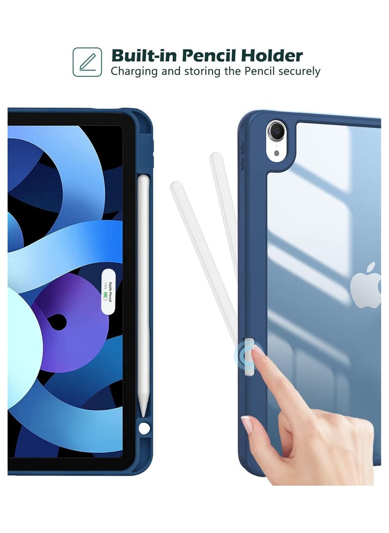 vesus iPad Air 4/5 10.9 Inch Air 11 inch 2024 M2 Air 4th/5th Generation Case with Pencil Holder Transparent Back Smart Protective Cover Navy Blue - Image 5
