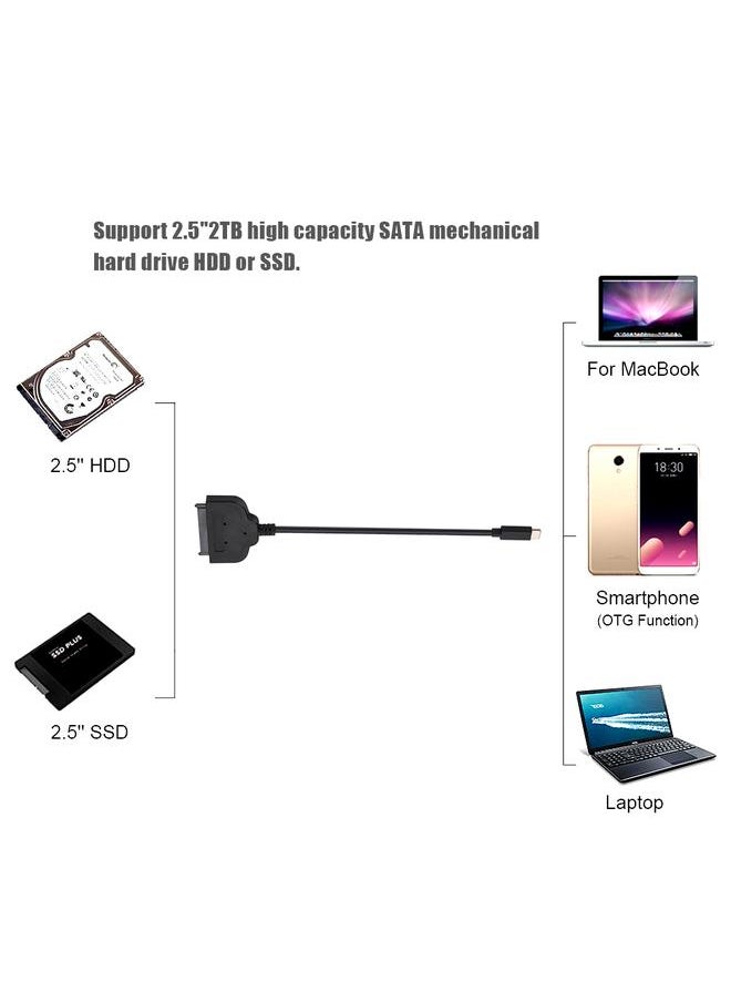 Type-C To SATA Adapter Cable 2.5" inches SATA Hard Drive For 7-15mm SSD HDD Converter Adapter