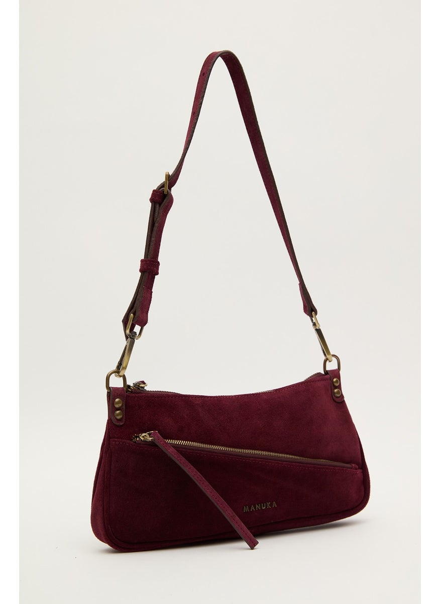 Manuka - Mari Suede Baguette Bag Claret Red - Image 1