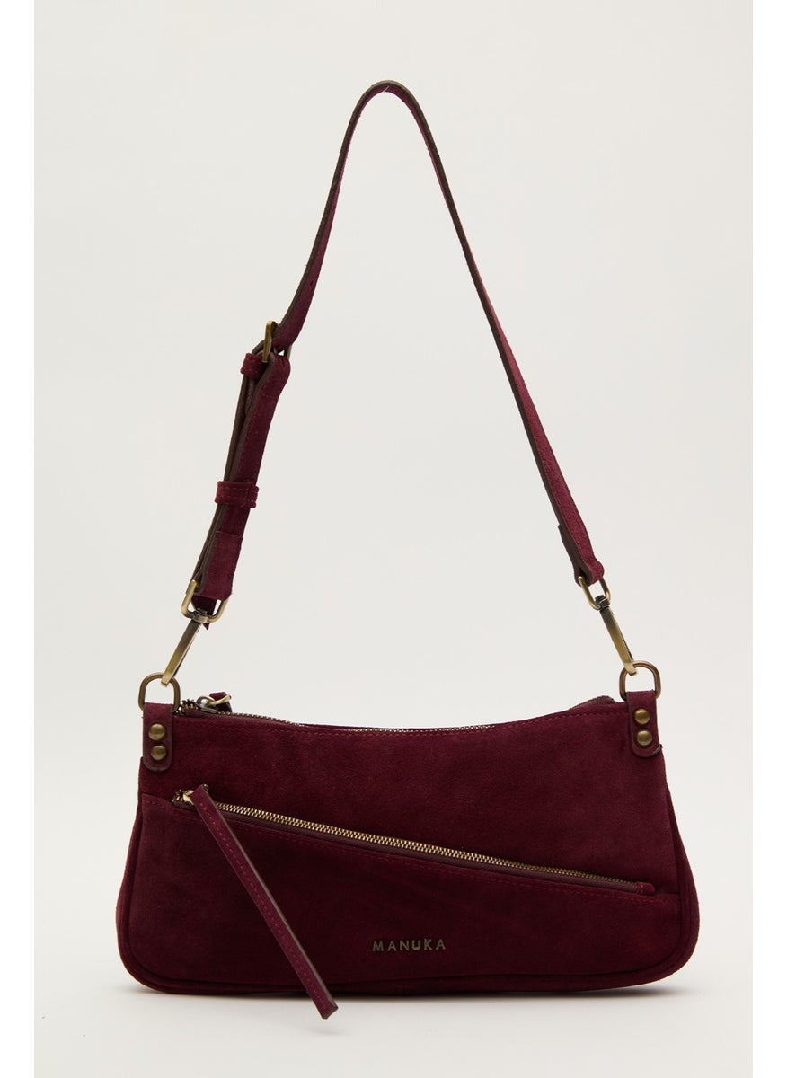 Manuka - Mari Suede Baguette Bag Claret Red - Image 1