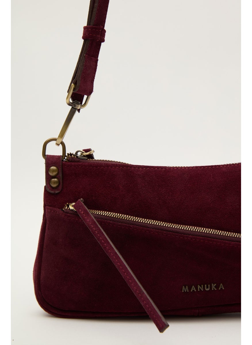 Manuka - Mari Suede Baguette Bag Claret Red - Image 1