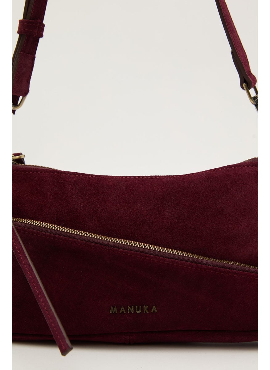 Manuka - Mari Suede Baguette Bag Claret Red - Image 1