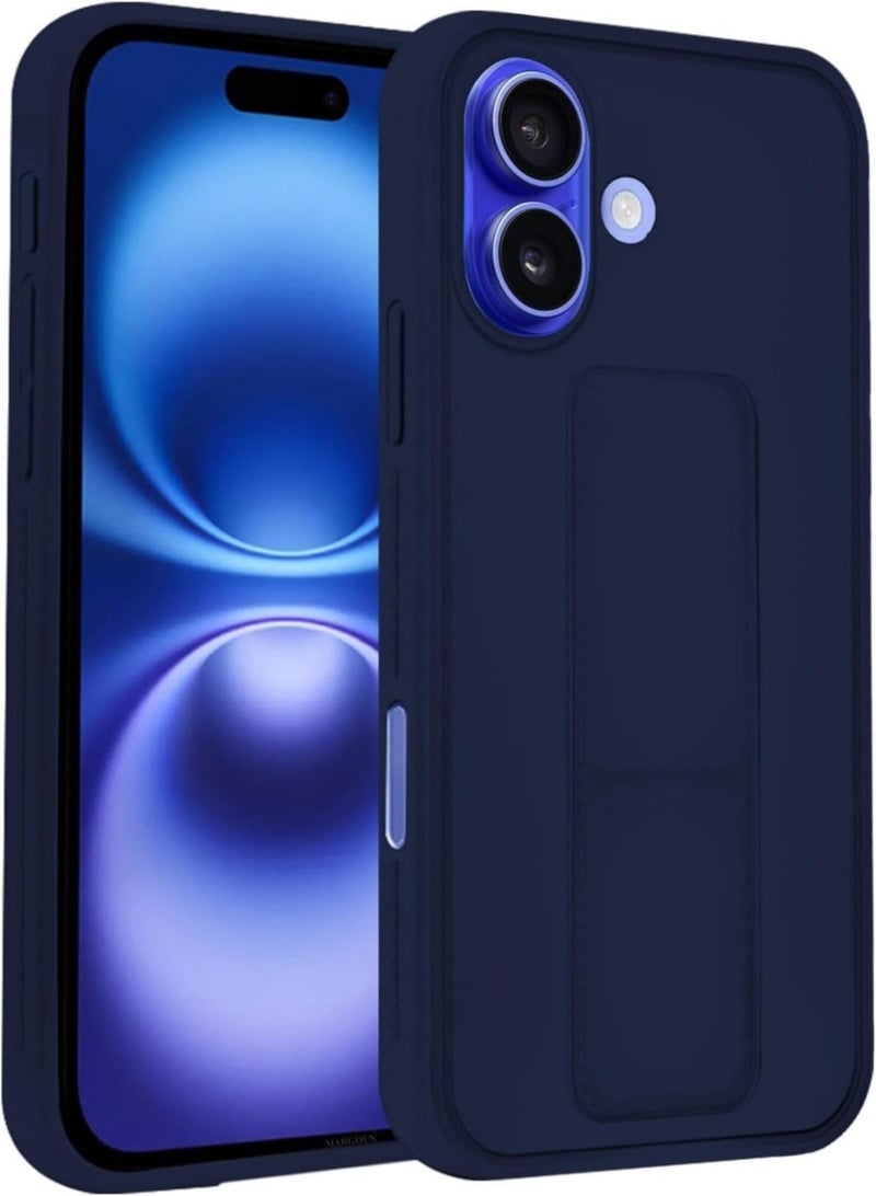 JAJEEK Blue Magnetic Car Mount Case for iPhone 16 – Premium Silicone Kickstand with Hand Strap - Image 2