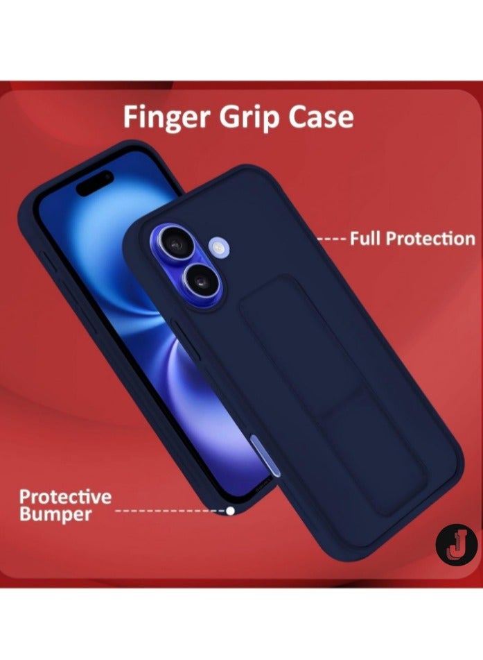 JAJEEK Blue Magnetic Car Mount Case for iPhone 16 – Premium Silicone Kickstand with Hand Strap - Image 3