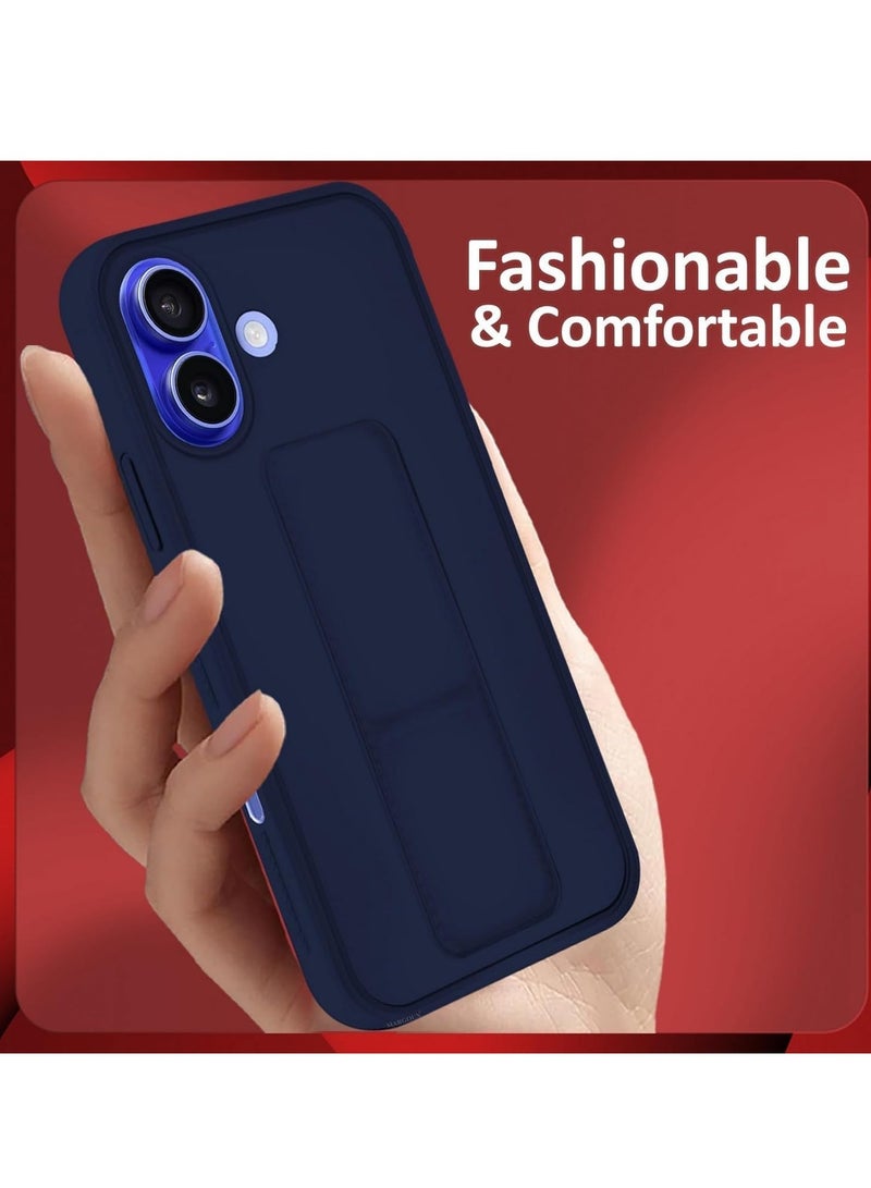 JAJEEK Blue Magnetic Car Mount Case for iPhone 16 – Premium Silicone Kickstand with Hand Strap - Image 5