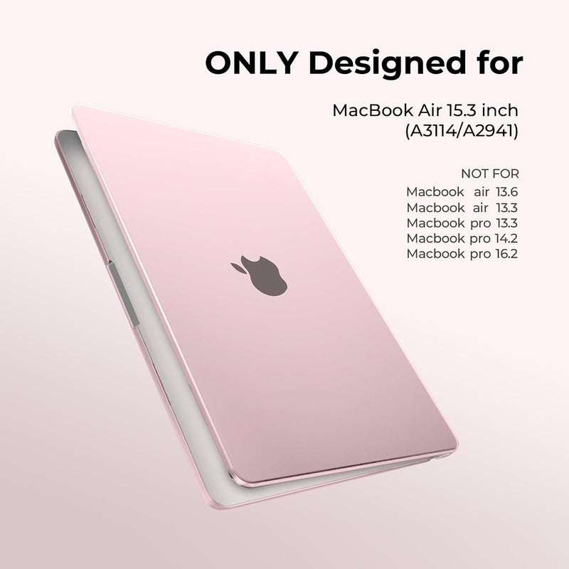 Case Compatible for Macbook Air 15/15.3 inch M5 M4 M3 M2 A3448 A3241 A3114 A2941,2026 2025-2023 Release,[Ultra-thin] Translucent Matte Protective Hard Shell Cover,[Original Texture] - Pink - Image 2