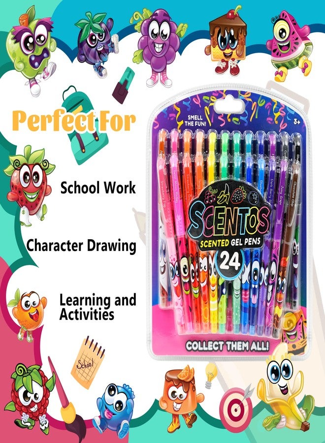 Scentos Scented Gel Pens Set - 24 Pack Neon Colors - Fine Tip Pens for Kids & Adults - Fruity Scents - Fun Art Supplies for Drawing, Coloring, Scrapbooking, Journaling & School - Image 5