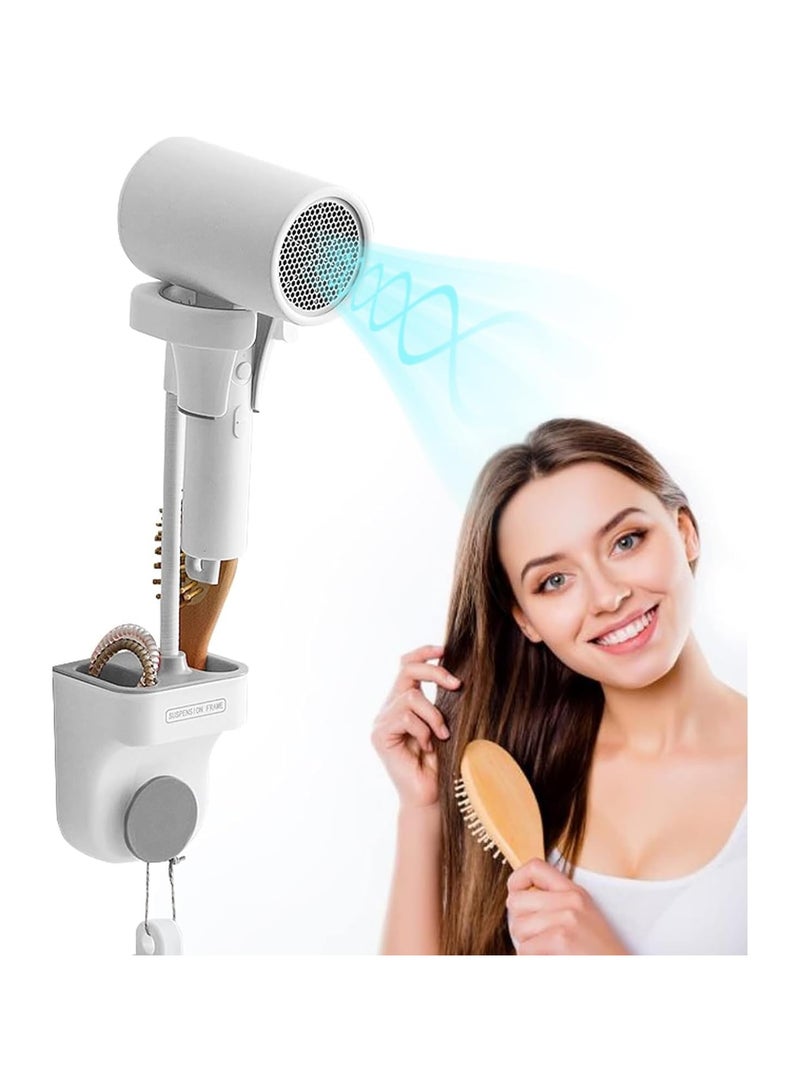 general Adjustable hands-free hair dryer holder with 360° rotation, wall-mounted hair dryer holder for bathroom and dog grooming without drilling - Image 1