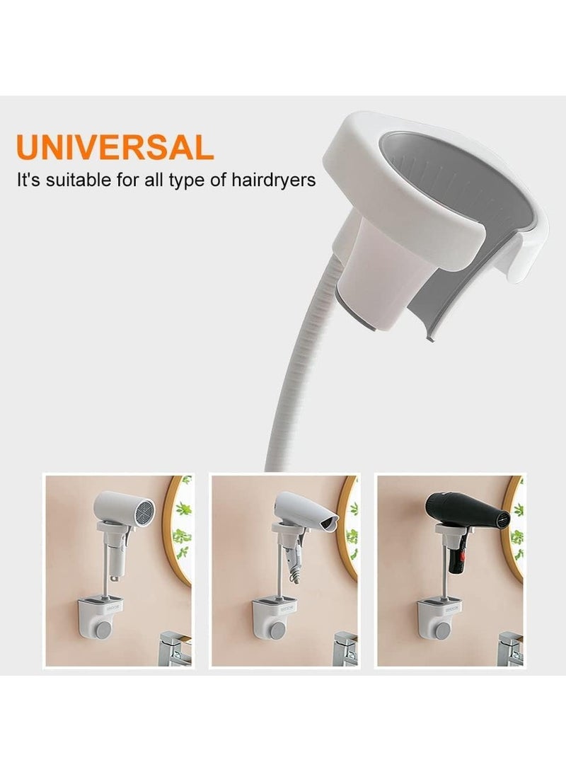 general Adjustable hands-free hair dryer holder with 360° rotation, wall-mounted hair dryer holder for bathroom and dog grooming without drilling - Image 4