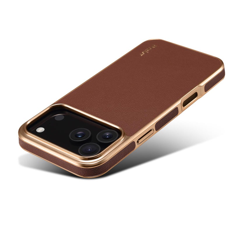 دينيور جراب هاتف من جلد البقر المطلي لهاتف iPhone 17 Pro Max (بني) - Image 5