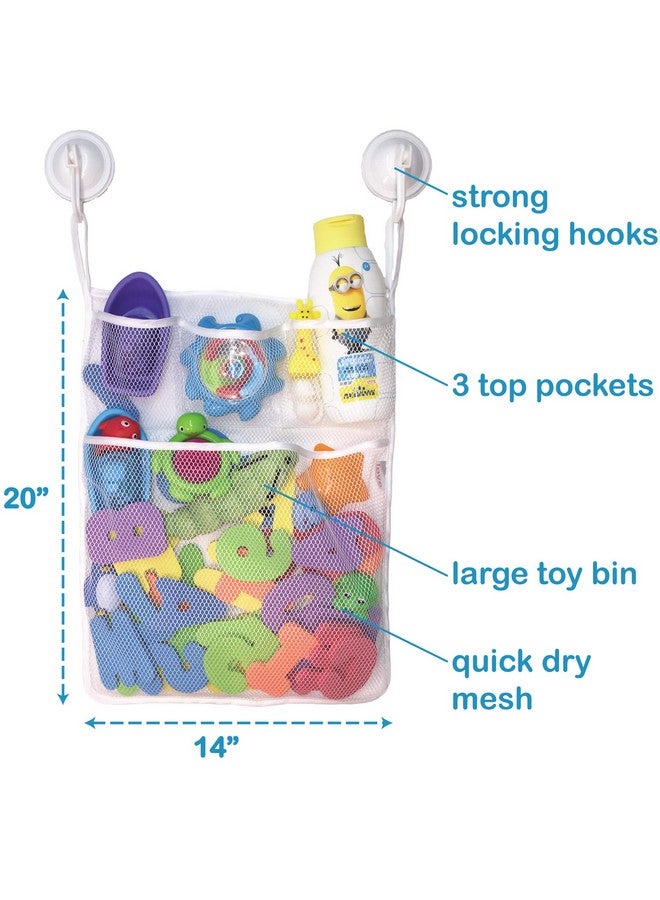 Lilly's Love Bath Toy Storage - Large 14 x 20 inch Bathtub Toy Holder + 2 Locking Hooks, Quick Dry & Easy for Kids to Put Bath Toys Away - Image 3