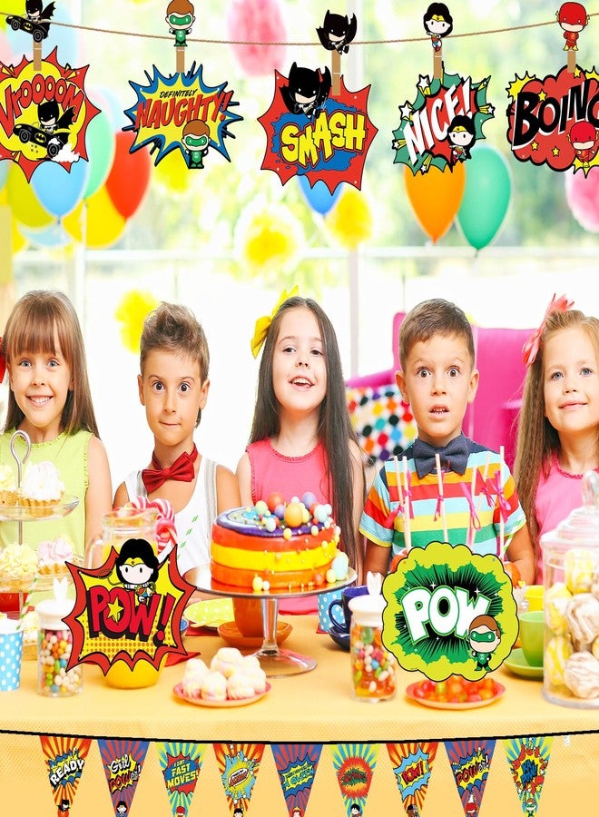 CoCube+ Superhero Party Decorations - Large Fun Hero Action Sign Cardboard Cutouts Porch Sign Banner Wall Door Decor for Kids Birthday Party, Baby Shower, Hero-Themed Events, Back to School Classroom Decor - Image 3