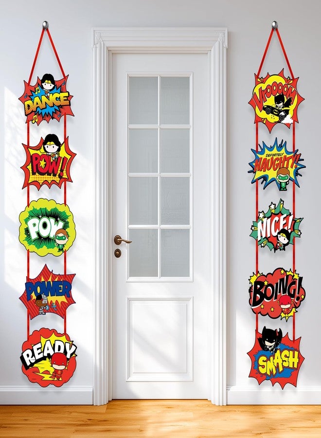 CoCube+ Superhero Party Decorations - Large Fun Hero Action Sign Cardboard Cutouts Porch Sign Banner Wall Door Decor for Kids Birthday Party, Baby Shower, Hero-Themed Events, Back to School Classroom Decor - Image 1
