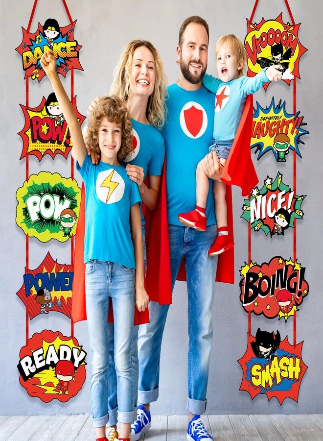 CoCube+ Superhero Party Decorations - Large Fun Hero Action Sign Cardboard Cutouts Porch Sign Banner Wall Door Decor for Kids Birthday Party, Baby Shower, Hero-Themed Events, Back to School Classroom Decor - Image 4