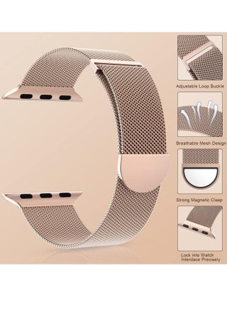 Marge Plus for Apple Watch Band Series Ultra 8 7 6 5 4 3 2 1 SE 38mm 40mm 41mm Women and Men, Stainless Steel Mesh Loop Magnetic Clasp Replacement for iWatch Bands - view 3