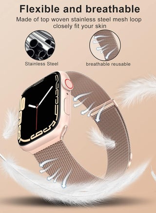 Marge Plus for Apple Watch Band Series Ultra 8 7 6 5 4 3 2 1 SE 38mm 40mm 41mm Women and Men, Stainless Steel Mesh Loop Magnetic Clasp Replacement for iWatch Bands - view 2