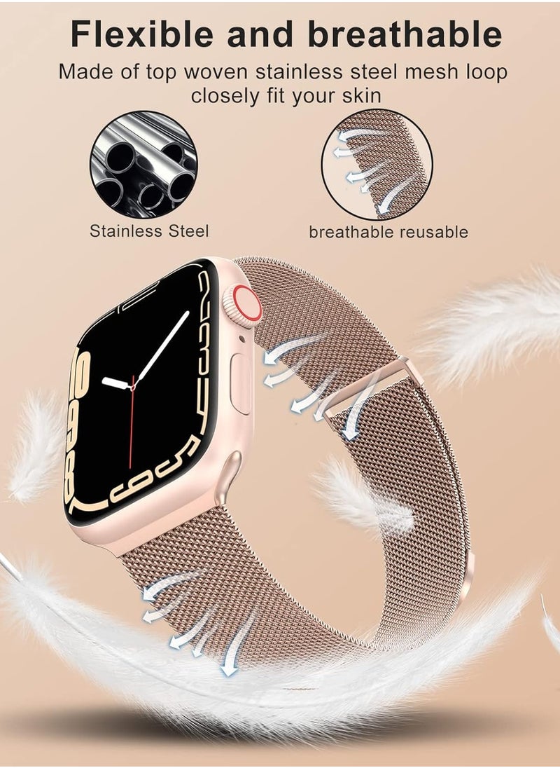 General - Marge Plus for Apple Watch Band Series Ultra 8 7 6 5 4 3 2 1 SE 38mm 40mm 41mm Women and Men, Stainless Steel Mesh Loop Magnetic Clasp Replacement for iWatch Bands - Image 1