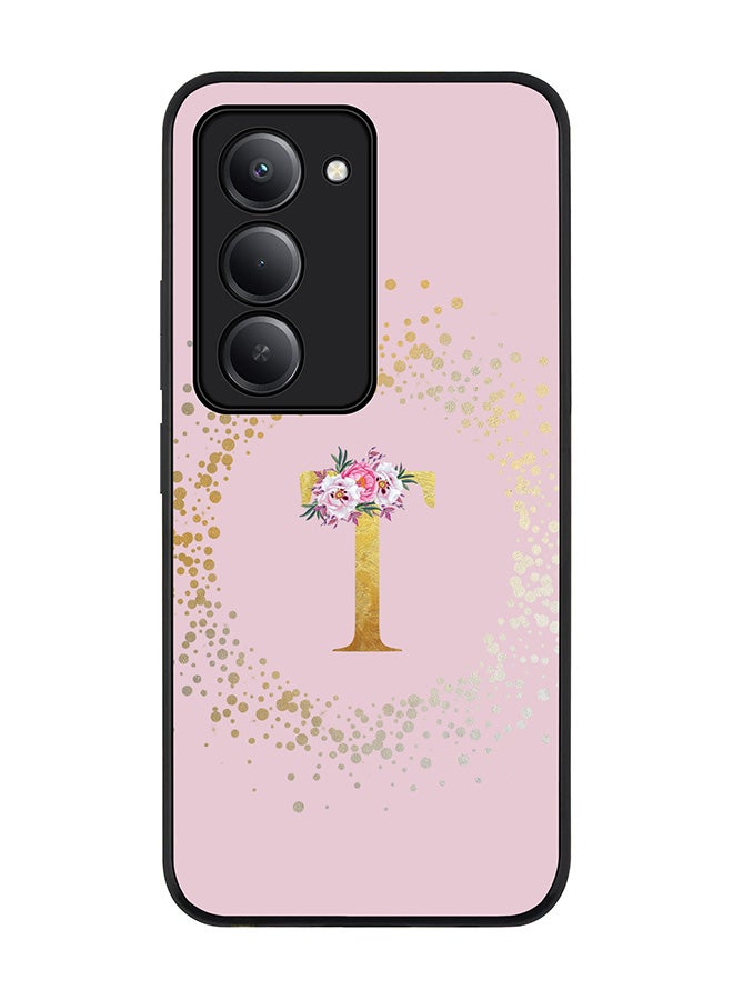 Stylizedd For Xiaomi Redmi 15 5G Case,Slim fit Camera Protection, Shockproof Thin Phone cover  - Custom Monogram Floral - T  (Pink ) - Image 1