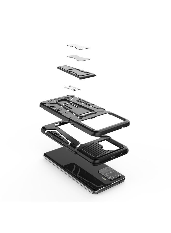 اس-توب جراب لهاتف OPPO F19 Pro من سلسلة War Chariot، جراب واقٍ شامل مقاوم للصدمات مصنوع من مادة PC + TPU مع حامل غير مرئي - Image 3