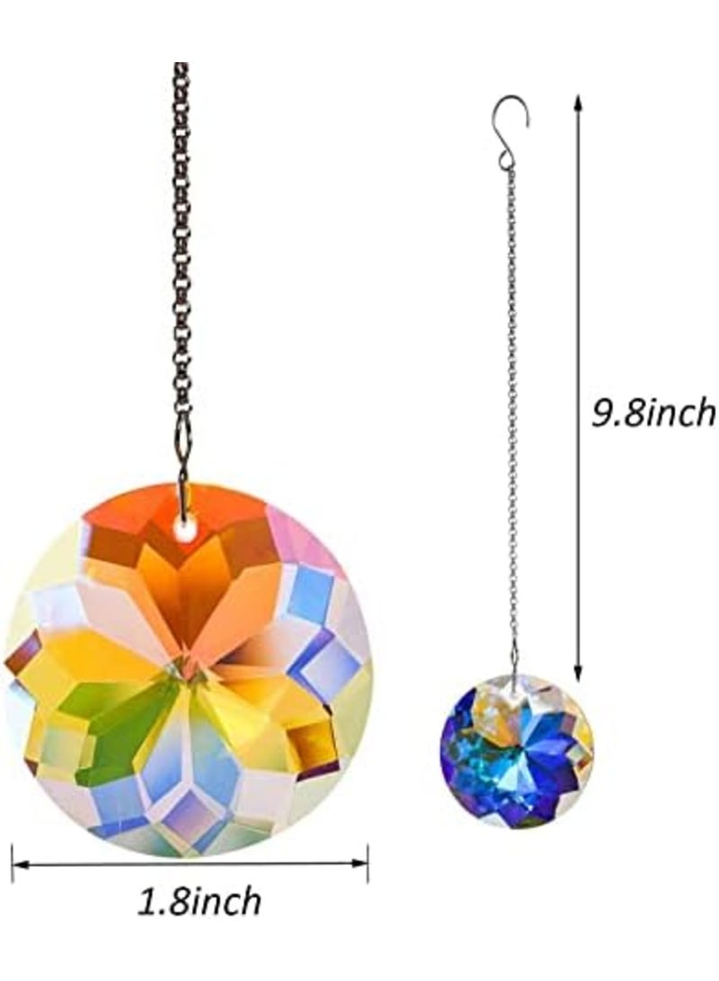 Luckam كرة كريستالية م prism, 2 قطع من زجاج قوس قزح لتعليق النوافذ مع سلسلة لتزيين المنزل والمكتب والحديقة والسيارة - Image 4