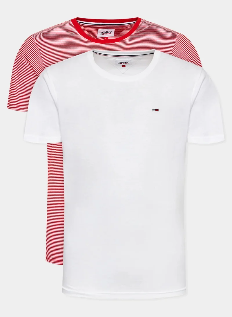 TOMMY JEANS 2 Pack Striped Crew Neck T-Shirt