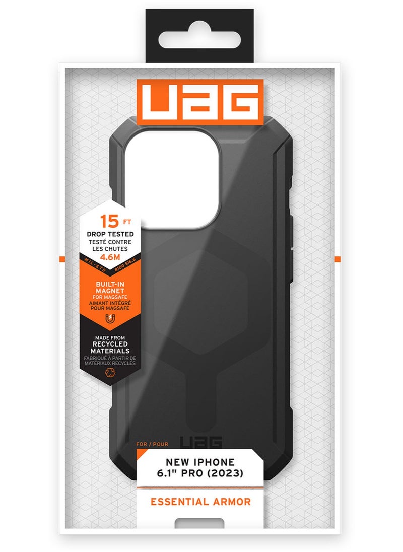 Urban Armor Gear - UAG Essential Armor MagSafe for iPhone 15 Pro Case Cover [15 Feet Drop Tested]  - Black - Image 1