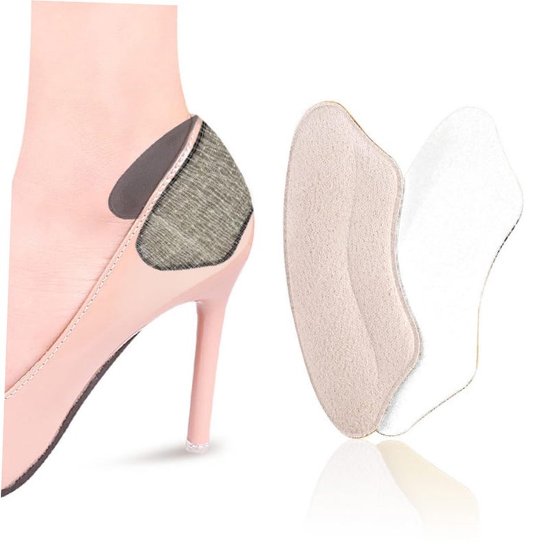 Lip Shaped Heel Pads 4 Pairs Black Beige Anti Abrasion Soft Cushions For High Heels - Image 5