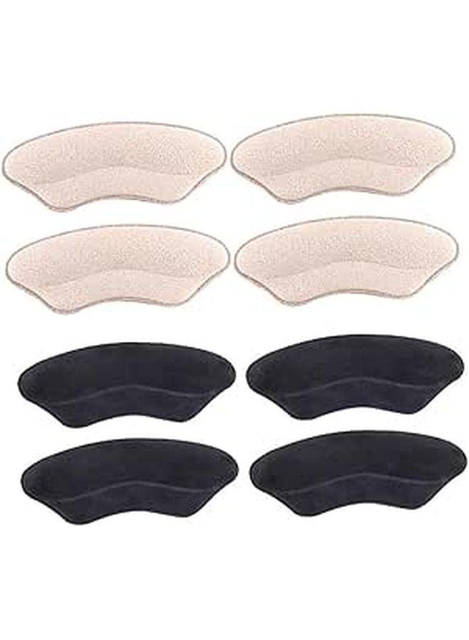 Lip Shaped Heel Pads 4 Pairs Black Beige Anti Abrasion Soft Cushions For High Heels - Image 1