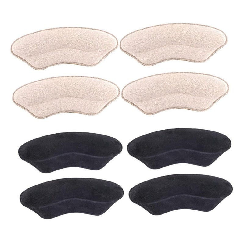 Lip Shaped Heel Pads 4 Pairs Black Beige Anti Abrasion Soft Cushions For High Heels - Image 2