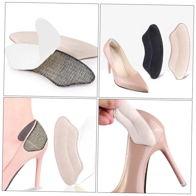 Lip Shaped Heel Pads 4 Pairs Black Beige Anti Abrasion Soft Cushions For High Heels - Image 4