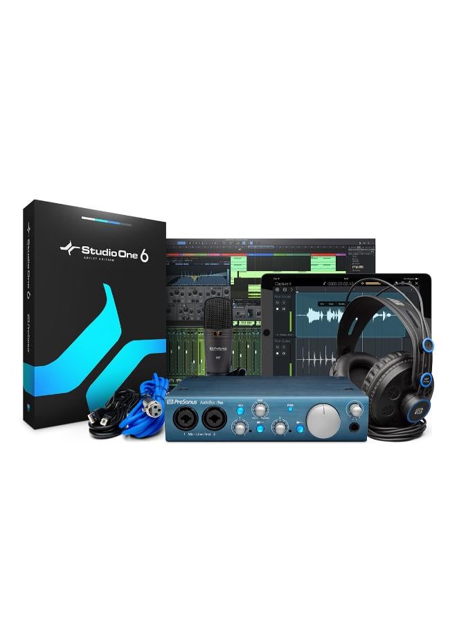 Presonus 2-channel USB Interface, Headphones, Condenser Microphone, Microphone Cable, USB Cable, PreSonus Studio One Artist DAW, Studio Magic Plug-in Suite, and Capture Duo iPad App - Mac/PC/iOS - Image 1